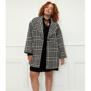 ELOQUII Elements Houndstooth Plaid Coat, Classic Pattern & Style, Size 18/20 NWT